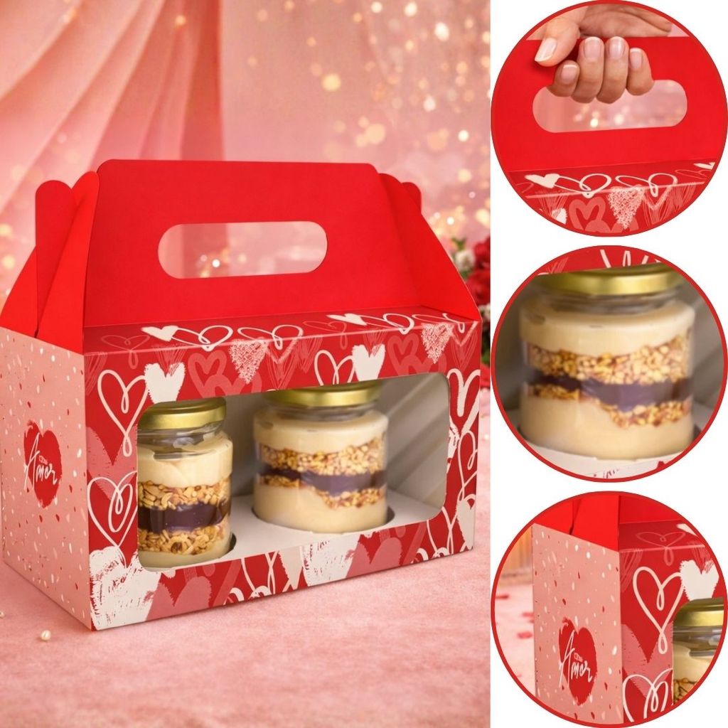 10 CAIXA PARA 2 VIDROS OU 2 CUPCAKE COM ALÇA AMOR  1941  ( DIA DOS NAMORADOS JANGO 2026 ) OUTLET