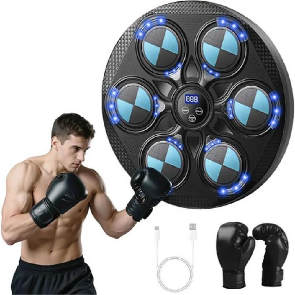Máquina De Boxe Musical Bluetooth15 Modos E Ritmos Com Luvas