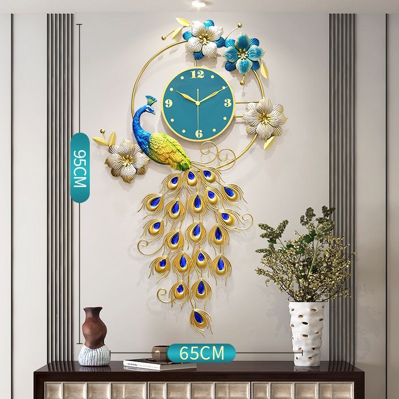Pavão Relógio Sala de estar Relógio de Parede Simples Moda Decoração Relógio de Quartzo Relógio de Parede