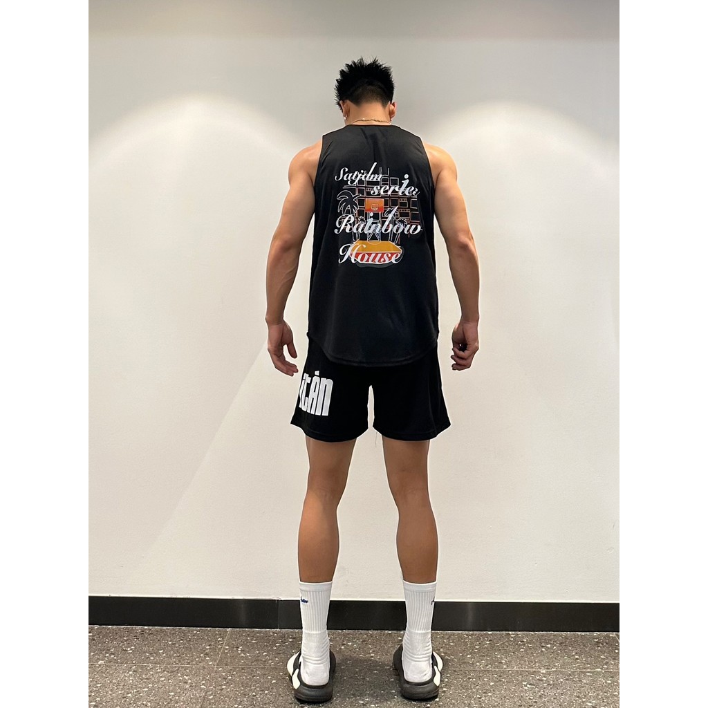Colete de basquete americano colete esportivo SATJDM camisa sem mangas arco-íris estádio malha de secagem rápida Fitness