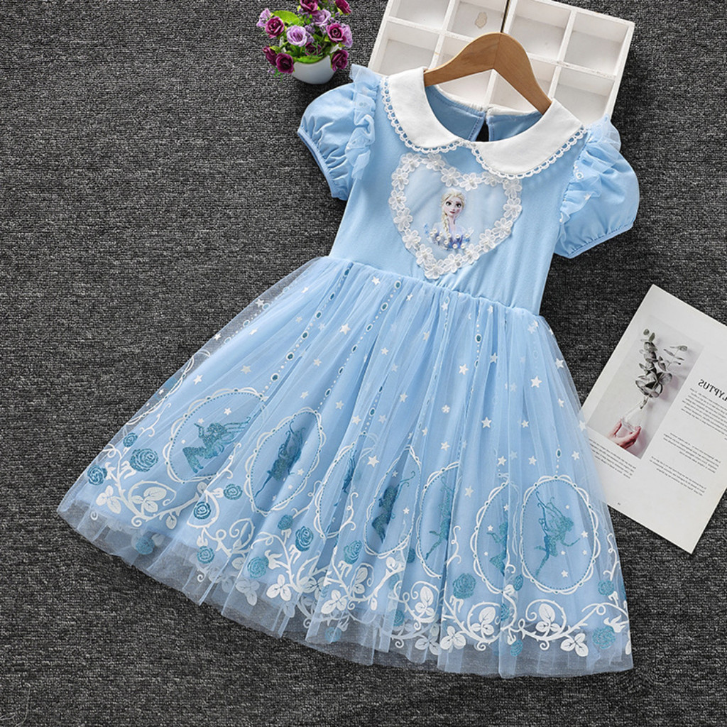 Estoque pronto frete grátis vestido infantil meninas vestido Elsa verão 2026 estilos moda infantil vestido saia menina r