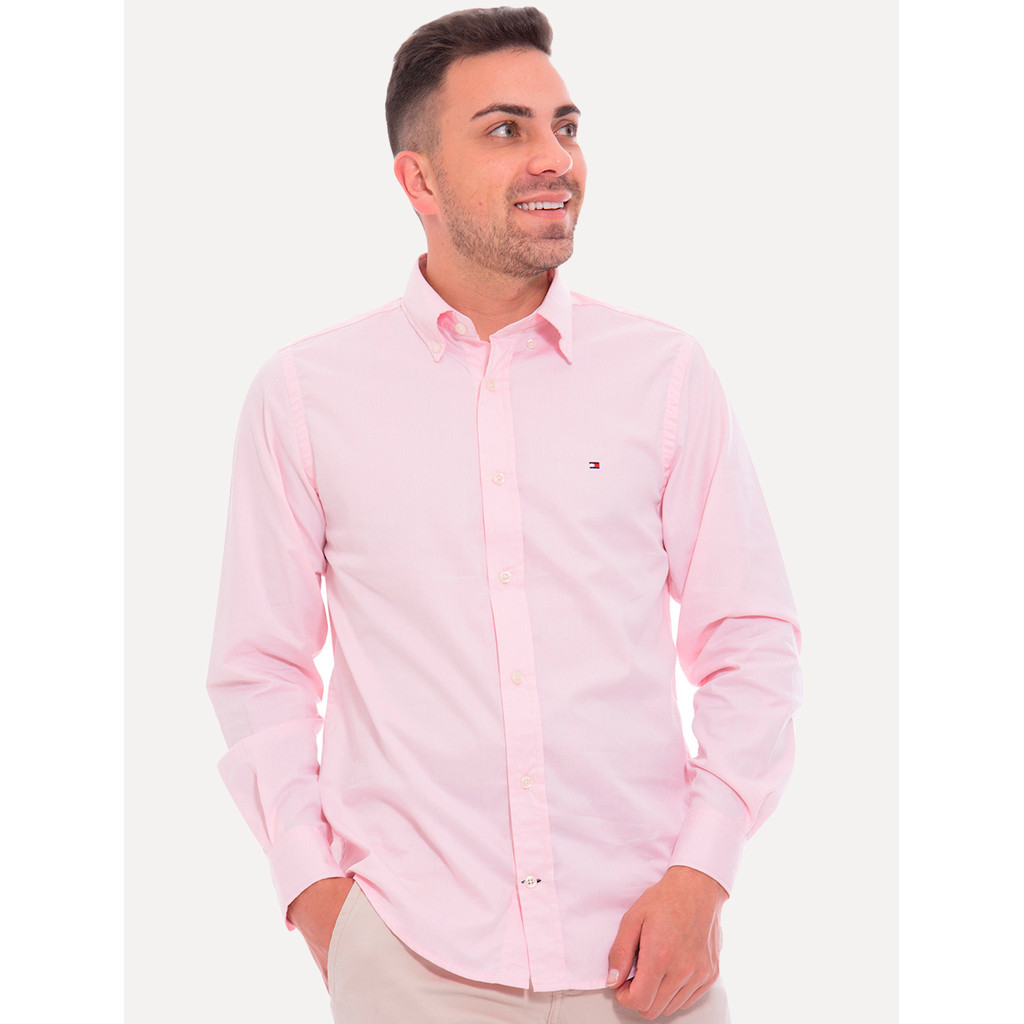 Camisa Tommy Hilfiger Original Regular Fit Classic Collar Rosa