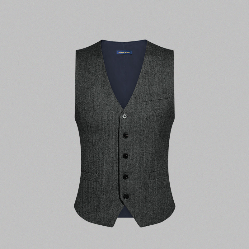 [Aojia] Colete masculino de lã cinza escuro, colete Casual de trabalho, colete Formal