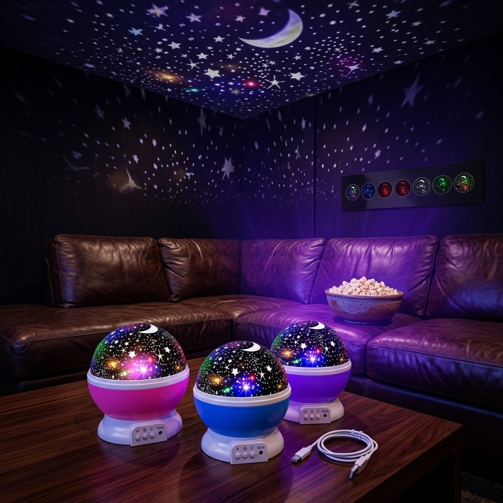 Abajur Projetor Estelar LED Rotativo 360 Colorido Para Teto E Parede — imagem 2 de 2