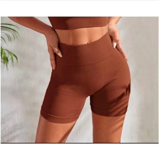 Shorts Cintura Alta Canelado Sem Costura