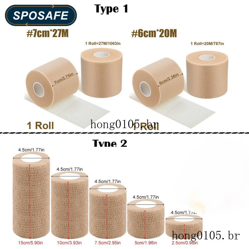 SPOSAFE 1 Rolo Auto-Adesivo Fita Adesiva Para Cinesiologia Muscular Elástica À Prova D'água , Suporte De Esportiva Torno