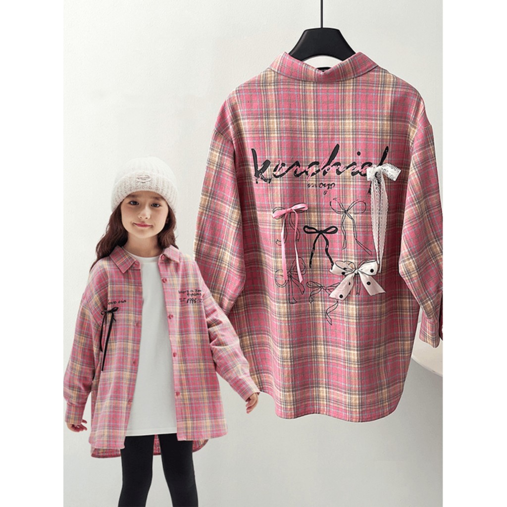 Meninas camisa primavera 2026 novo estilo crianças estilo ocidental outono meninas de manga comprida camisa xadrez jaque