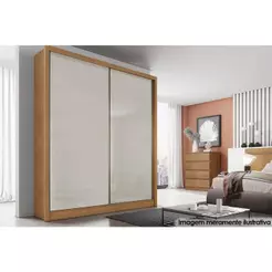 Guarda Roupa Solteiro 2 Portas de Correr e 3 Gavetas Virtus/Toledo Cumaru/Fendi - Novo Horizonte