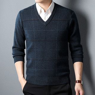 Hengyuan Xiang Frango Coração Gola Suéter Masculino Jacquard Xadrez Suéter Com Decote Em V Inverno Engrossado El De Meia