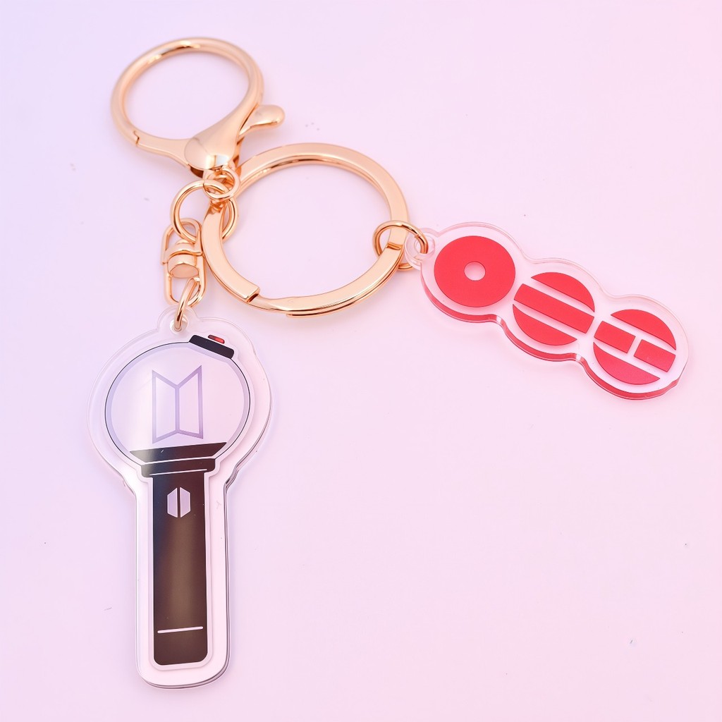 KPOP BTS Dupla Face Impresso HD Padrão De Luz Chaveiro Acrílico Essencial Do Exército