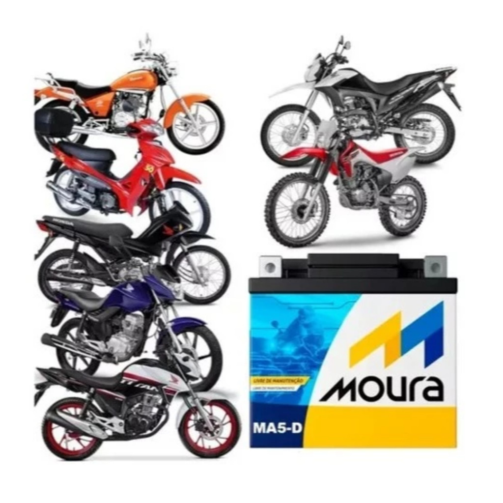 Bateria Moura MA5-D 5Ah 12V Original CG Titan Fan Pop CB250F Bros 150 160 XRE190 Fazer 150