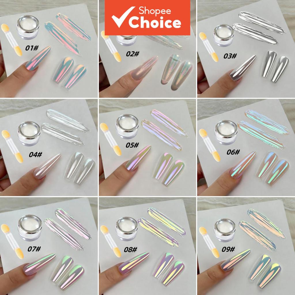 Pó de Unhas Aurora - Efeito Aurora de Sereia, Decoração de Glitter para Unhas para Manicure em Casa, DIY ou Salão
