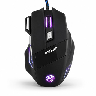 Mouse Gamer RGB Exbom 3200 DPI 7 Botões USB Alta Precisão Ergonômico Com Fio
