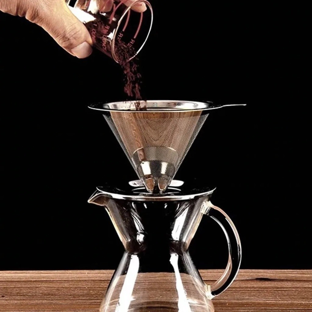 Coador de Café Inox Reutilizável Premium PEQUENO – Sustentável e Durável - Café Mais Saboroso Sem Papel Tamanho 101 — imagem 2 de 2