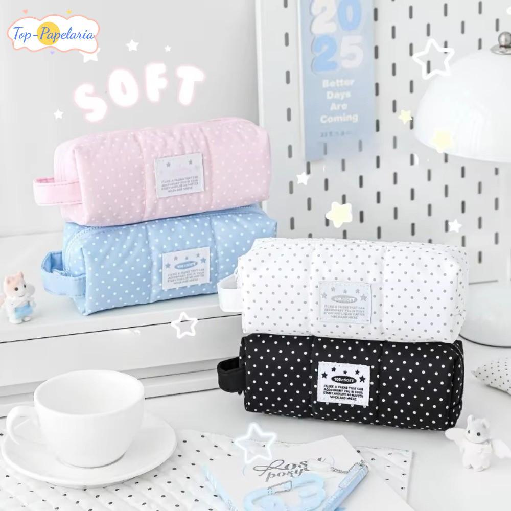 Bolsa De Caneta Perfumada , Cosmética Com Zíper De Bolinhas , Lápis De Estudante Portátil De Grande Capacidade