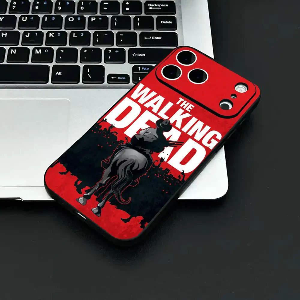 Capa de Telefone TP-3 TV The Walking Dead para iPhone 17 16 15 14 13 12 11 Pro Max Plus Mini, Preta Fosca, Capa Macia