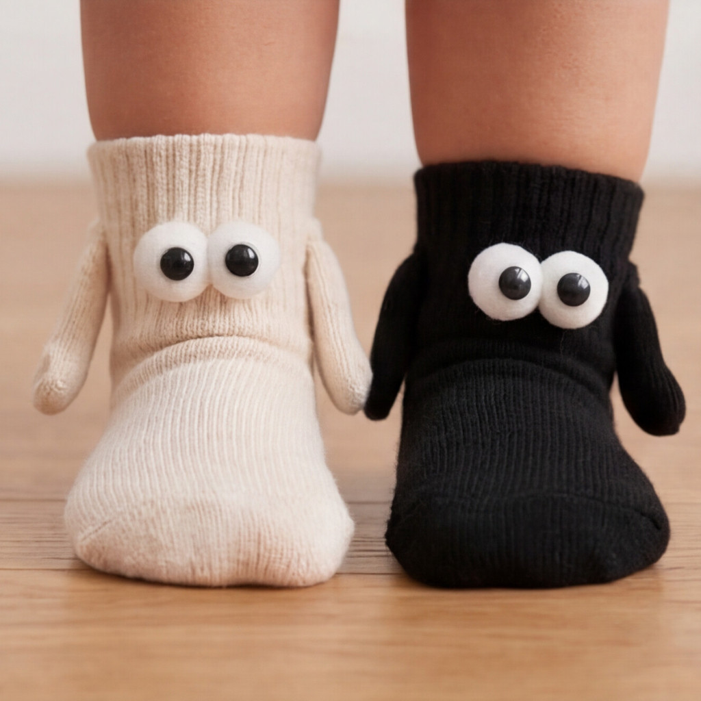 Meia Infantil Magnética Mãos Dadas Personagem 3D Unissex Meia Maluca Com Ímã Criança