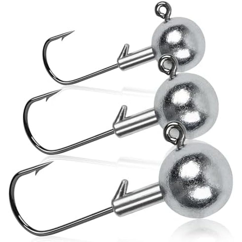 Ganchos De Cabeça De Gabarito Sem Pintura De Chumbo Redondo , 25 Peças De Tipoia Para Pesca Em Água Salgada Doce Jigs De