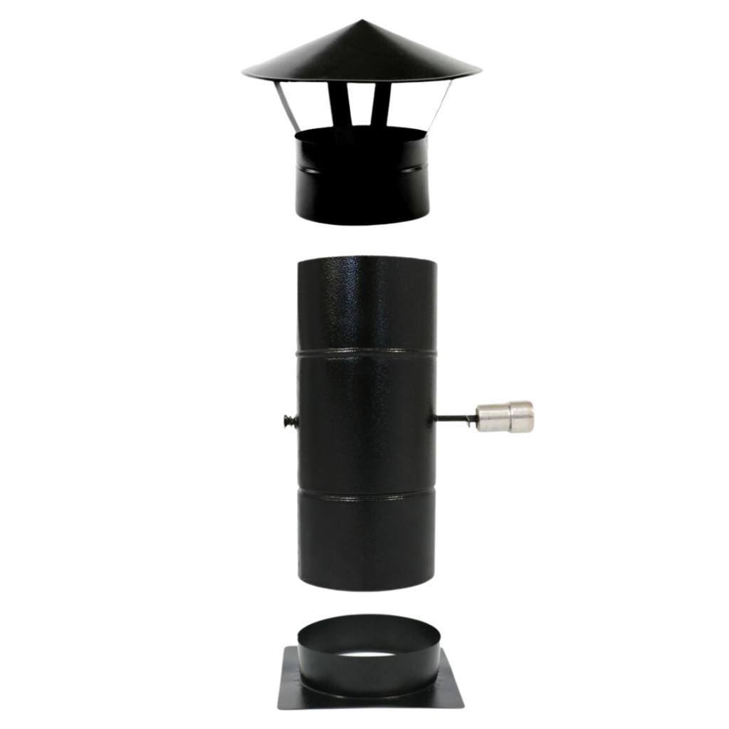 Kit Chaminé 5 Adaptador Registro Damper Chapéu Chinês
