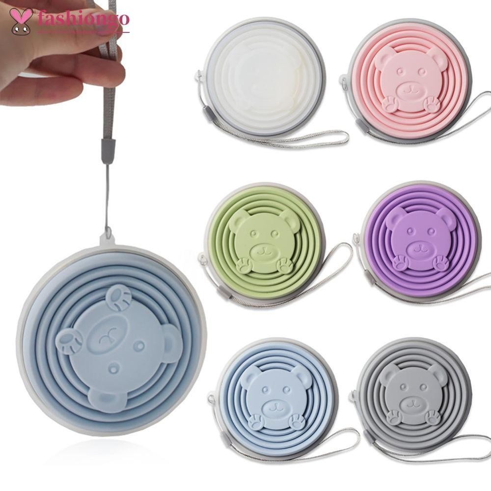 FASHIONGO 180ml/270ml Copo De Água Dobrável De Silicone Portátil Com Tampa E Cordão Caneca Telescópica Resistente Ao Cal