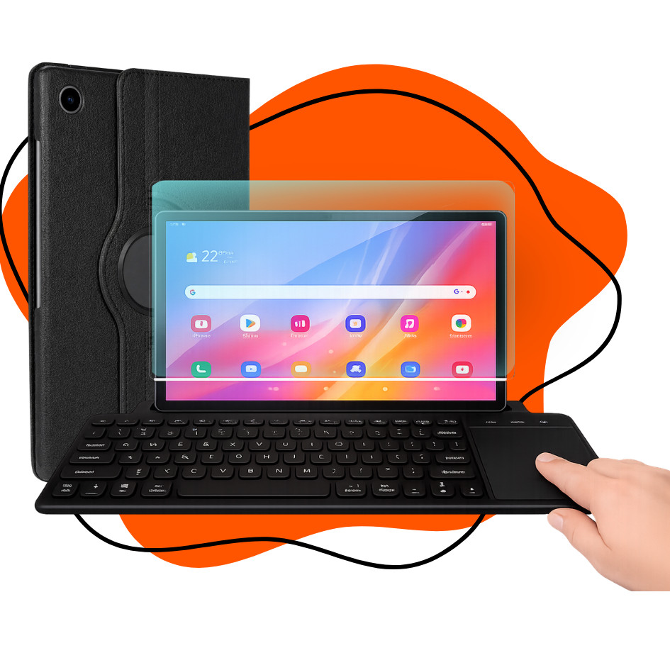 Capa Giratória Teclado Touchpad Película Para Galaxy Tab A9