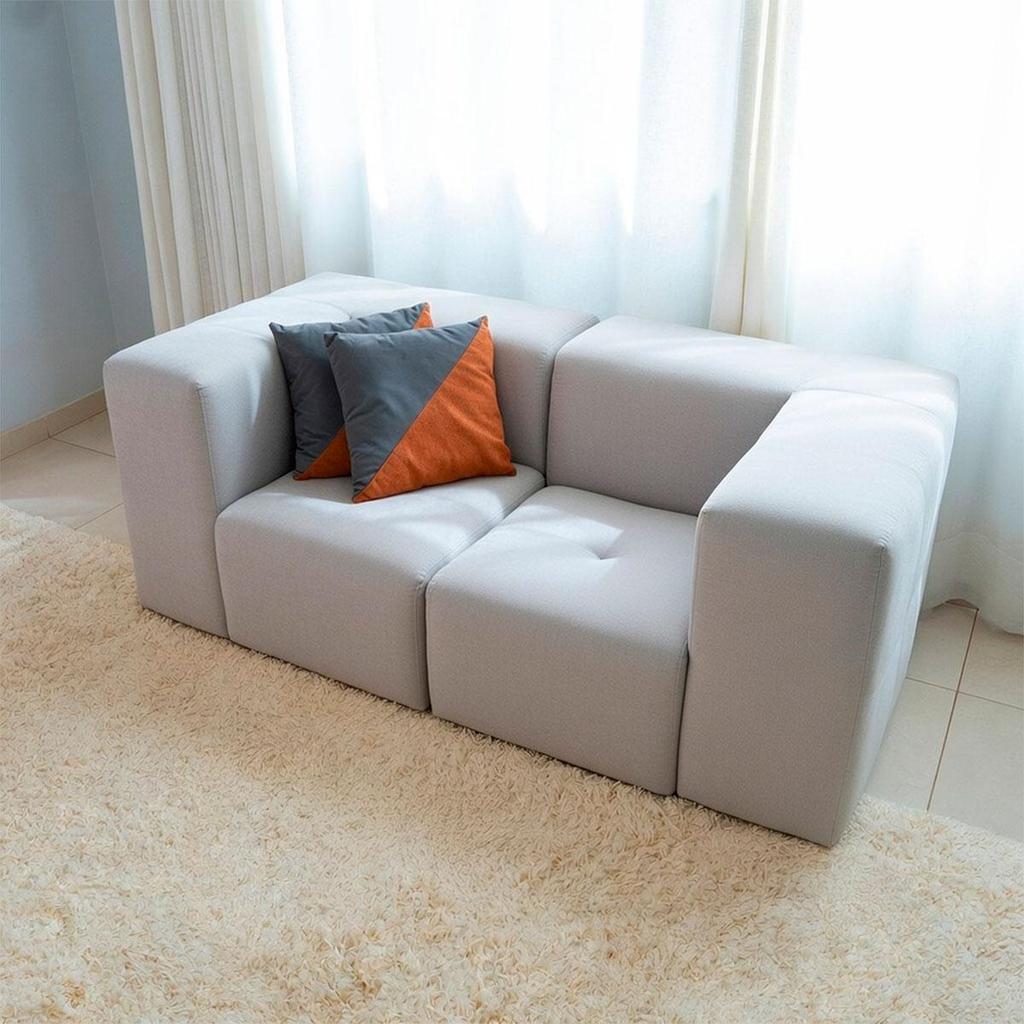 Imagem Sofá Modular Boucle 2 Lugares com 2 Braços para Sala Moderna Premium