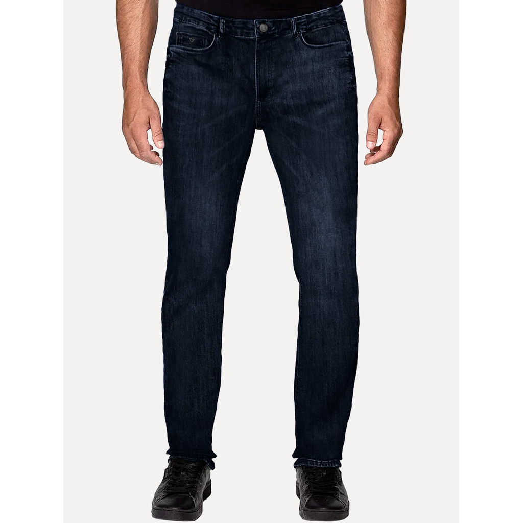 Calça Guess Original Jeans Masculina Slim Straight Azul Escuro
