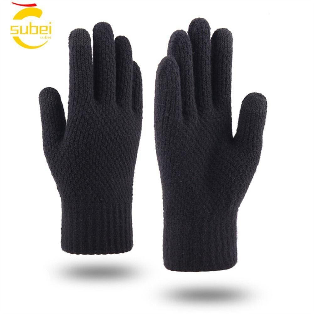 SUBEI Luvas Quentes , De Malha Masculinas Grossas À Prova De Vento E Frio , Lã Com Tela Sensível Ao Toque , Todas As Ded
