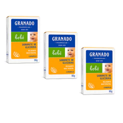 Kit 3x Sabonete Barra de Glicerina Granado Bebê Camomila 90g