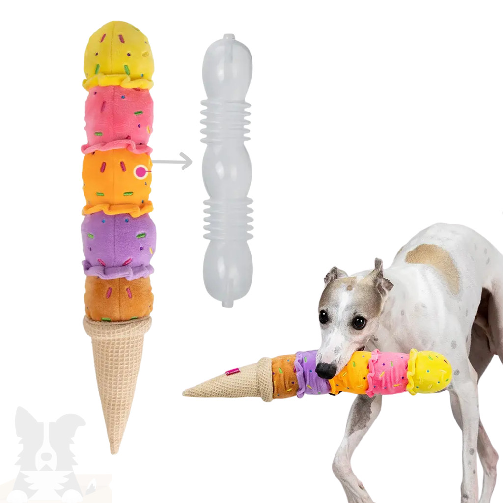 Brinquedo p/ Cães Sorvete Cascão Colorido Gigante com Apito Qmonster Petta Original