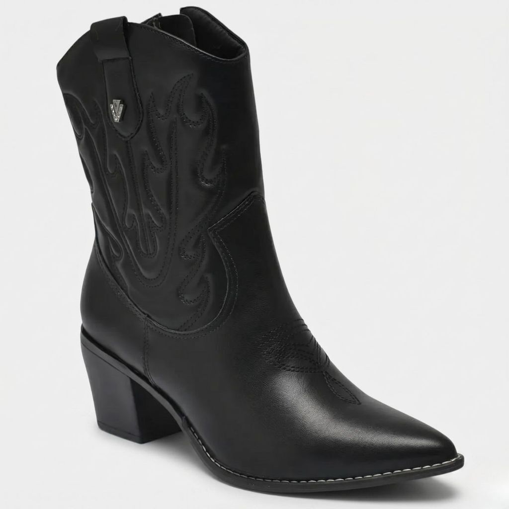 Bota Via Marte Western Cano Médio Feminina - Preto