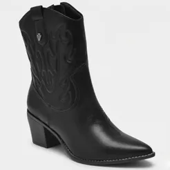 Bota Via Marte Western Cano Médio Feminina - Preto