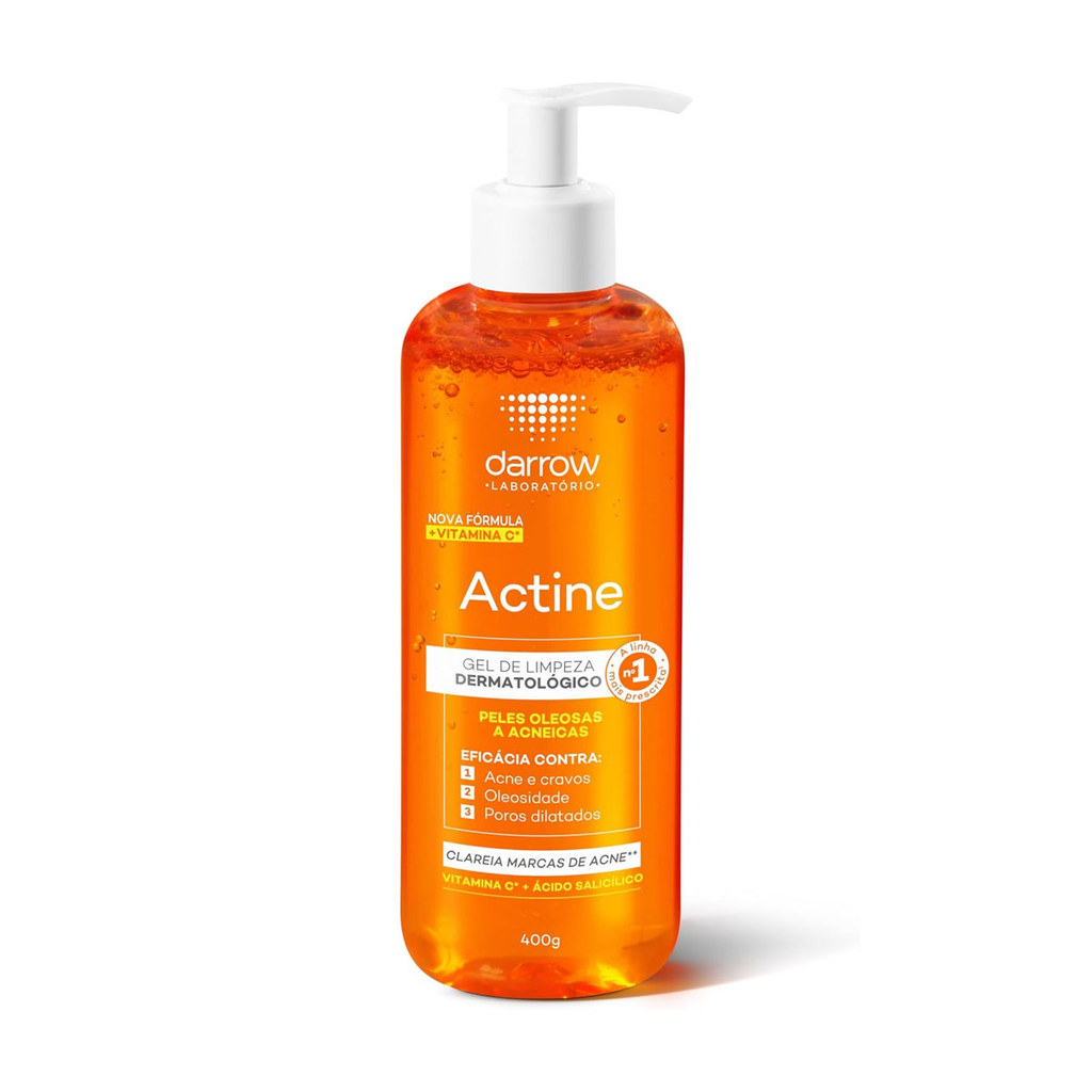 Gel de Limpeza Facial Actine Darrow 400ml Antiacne Pele Oleosa Limpeza Profunda