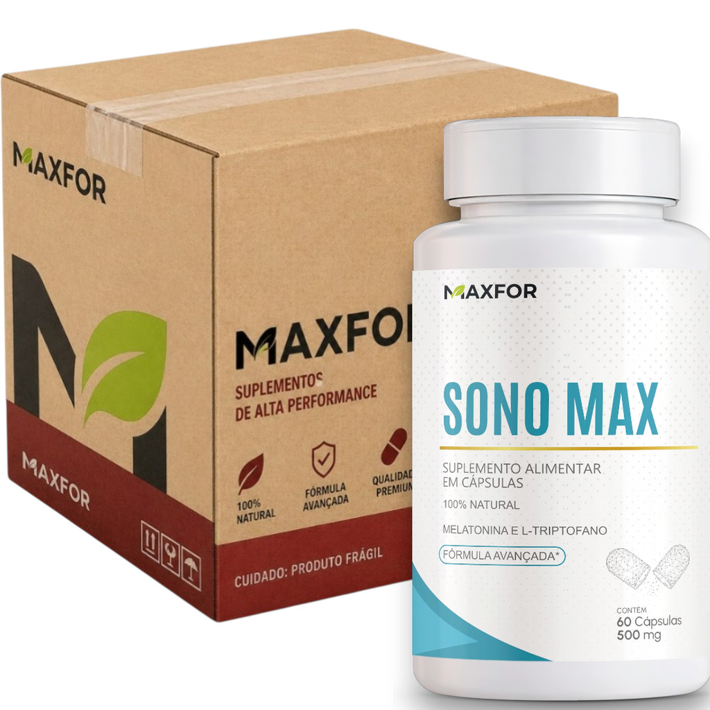 Atacado 12x Sono Max - L-Triptofano + Melatonina 0,21mg - 60 Cápsulas Maxfor
