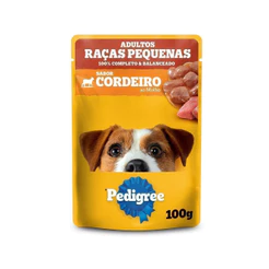 Ração Úmida Pedigree Sachê Cordeiro ao Molho para Cães Adultos de Raças Pequenas 100 g