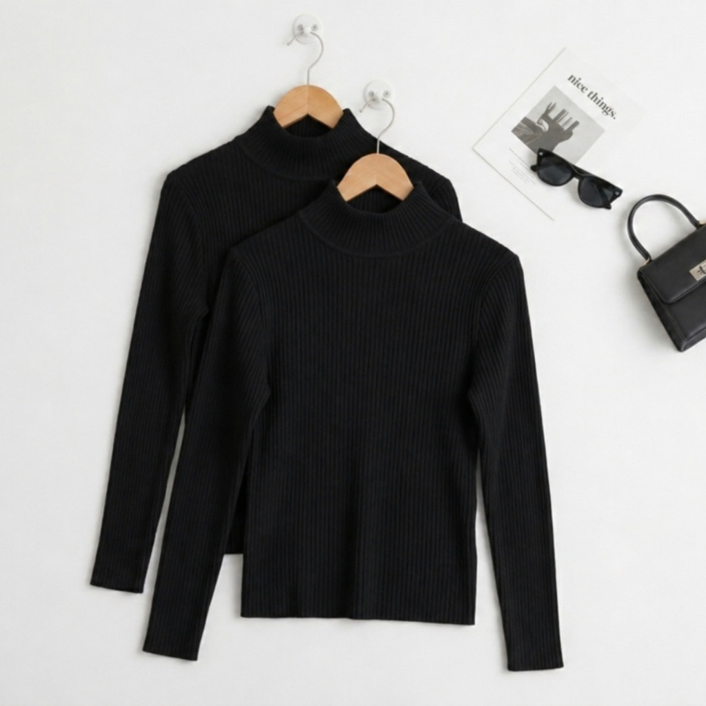 Kit 2 Cacharrel de Frio Confortavel Canelada Basica Segunda Pele para Inverno Blusa Feminina