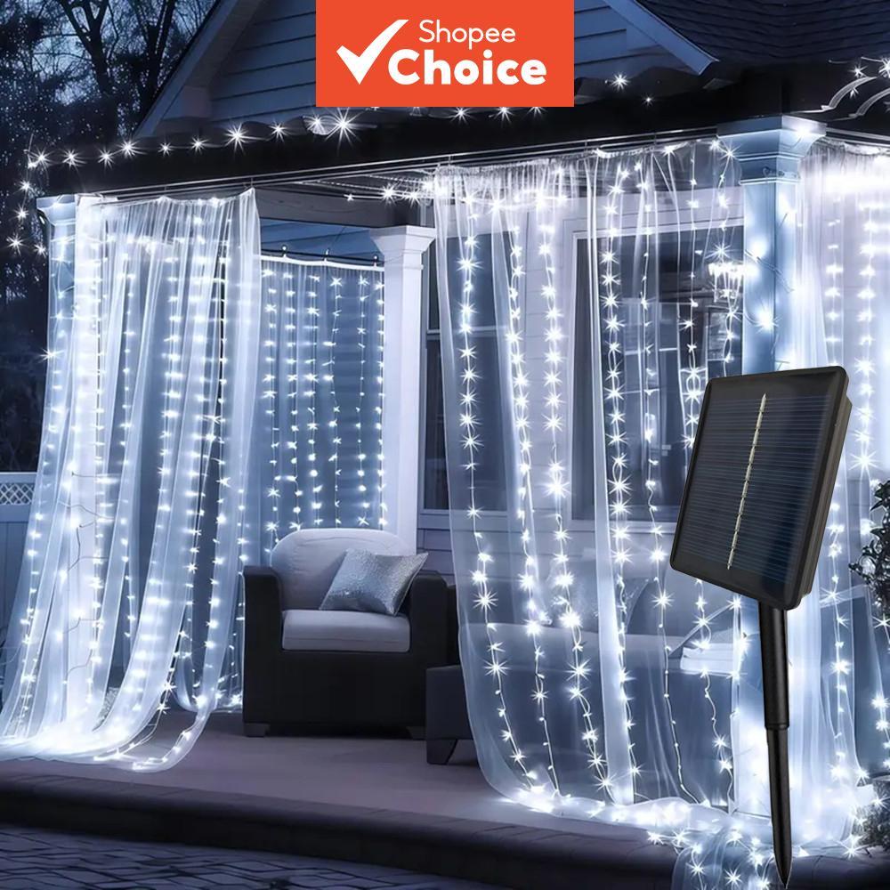 Luzes de Corda Solar para Festa Havaiana - Cortina LED 8 Modos para Casamento, Natal, Jardim, Quarto, Decoração de