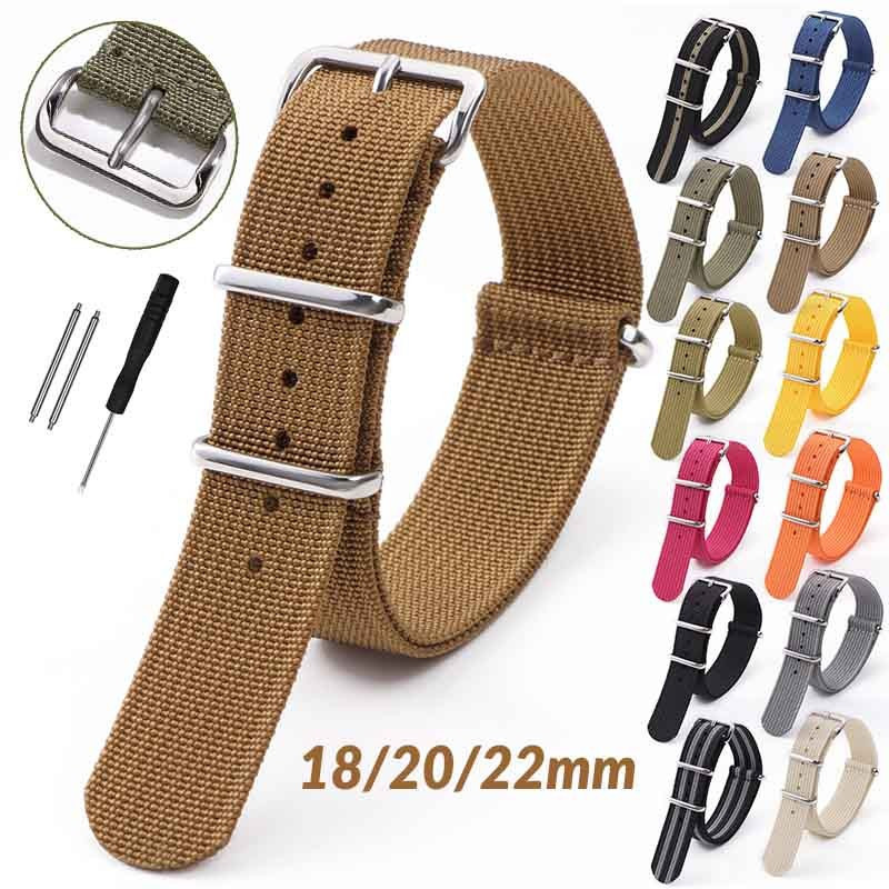 Pulseira de relógio NATO de nylon multicolorida 18mm 20mm 22mm, adequada para Seiko Zulu, estilo esportivo e simples, mo