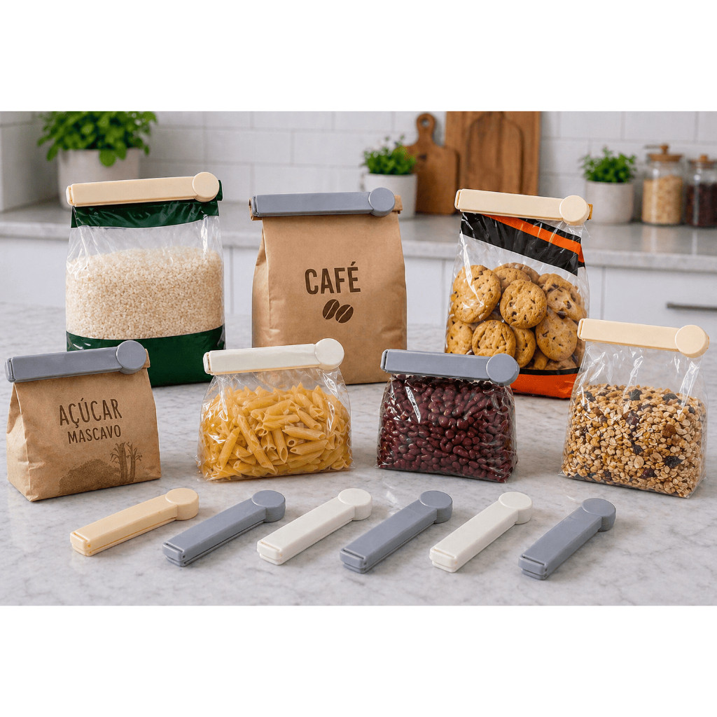 Prendedor de Embalagem Resistente Multiuso Kit 3 6 9 12 24 Unidades Vedação Forte Alimentos Cozinha Durável Reutilizável