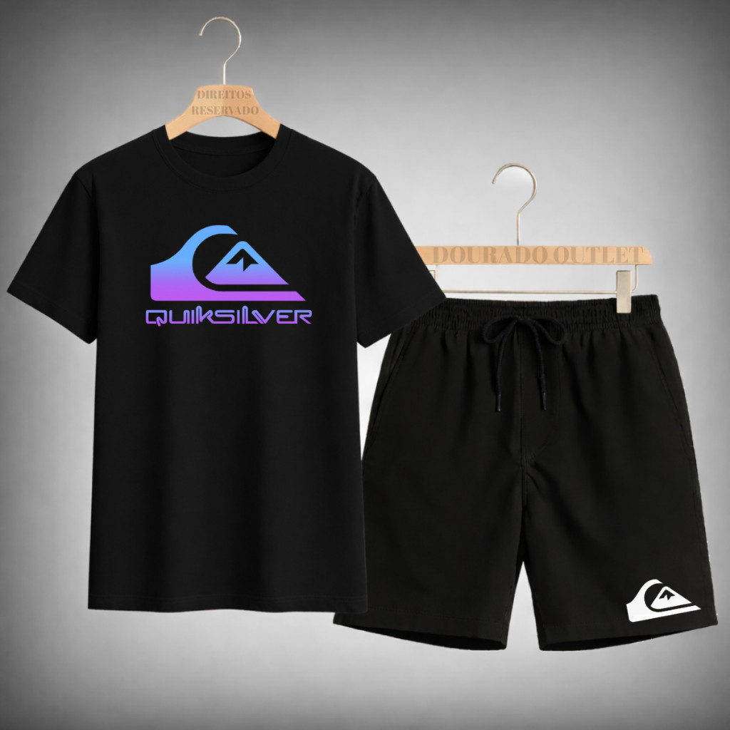 Kit Conjunto Masculino QS Degrade 100% Algodão Premium Short Tectel Com Elastano Lançamento 2026 Envio Imediato
