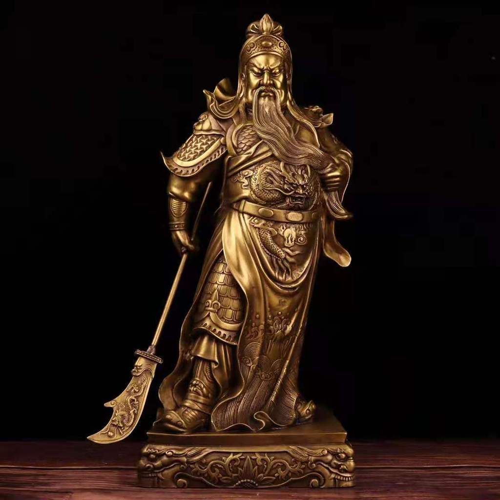 Guan Gong ornamentos cobre puro deus da riqueza tomar selo guan Di estátua de Bronze guan Yu guan Erye estátua de buda f