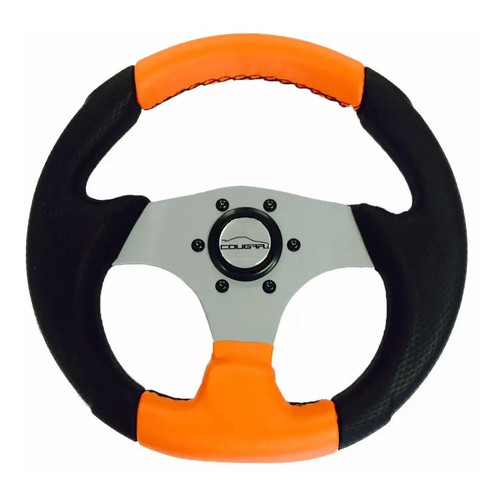 Volante Esportivo Cougar Pequeno Mini 28cm Fusca Buggy +cubo Laranja
