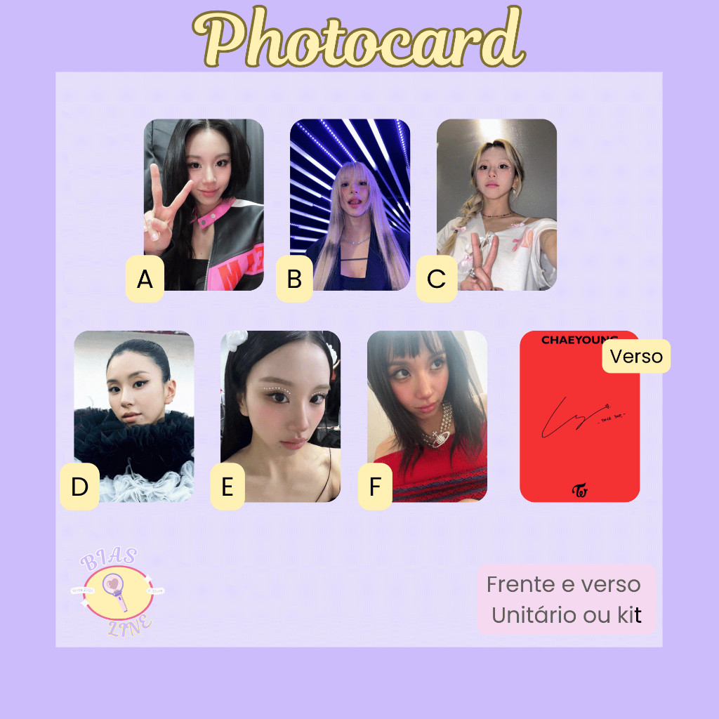 Photocard Fanmade Twice Chaeyoung Selcas (modelo 4) | K-pop | Papel Fotográfico Laminado | Unidade ou Set