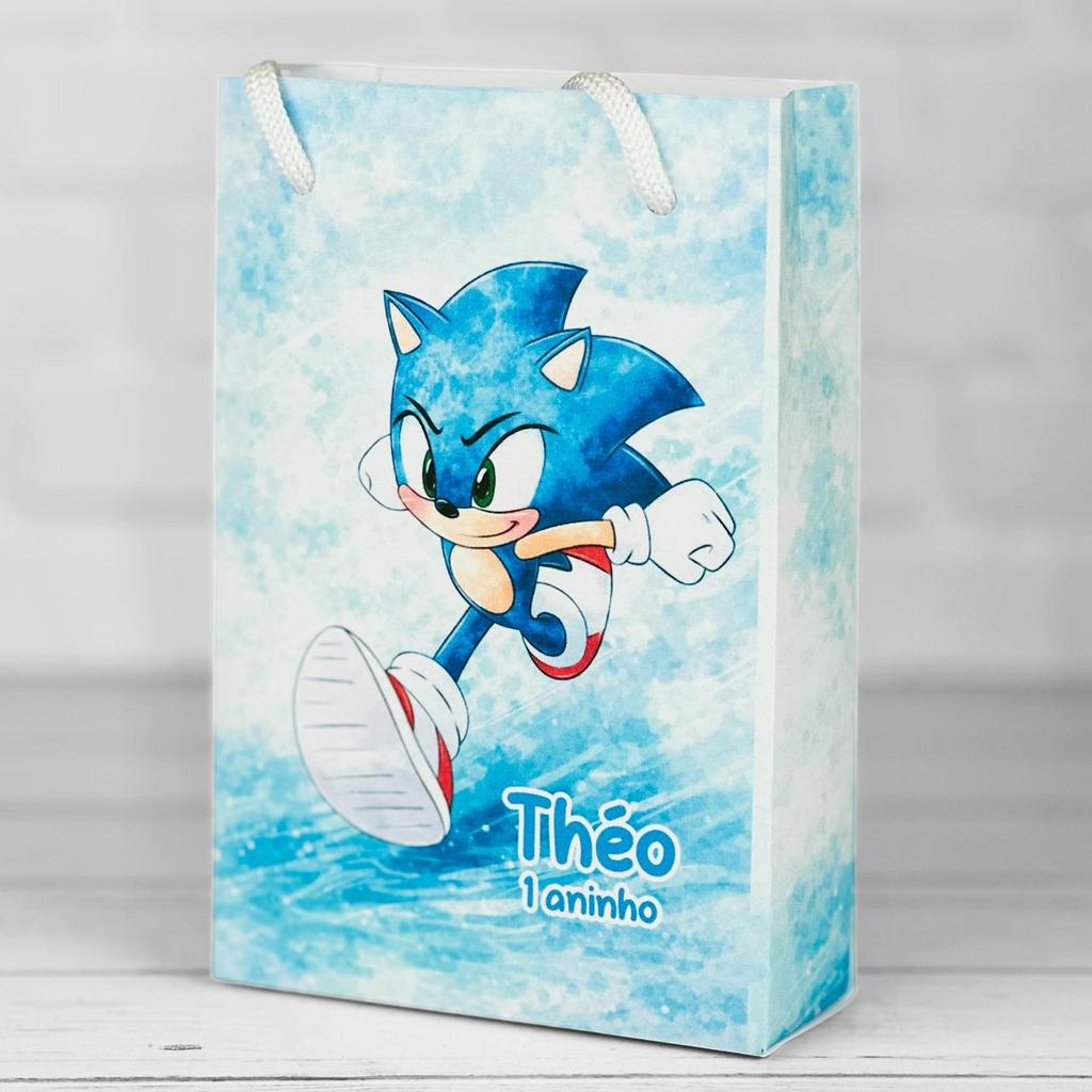 Sacolinha Personalizados SONIC AQUARELA (PEGUE E MONTE) / Lembrancinha Mimos Festa Aniversário Infantil