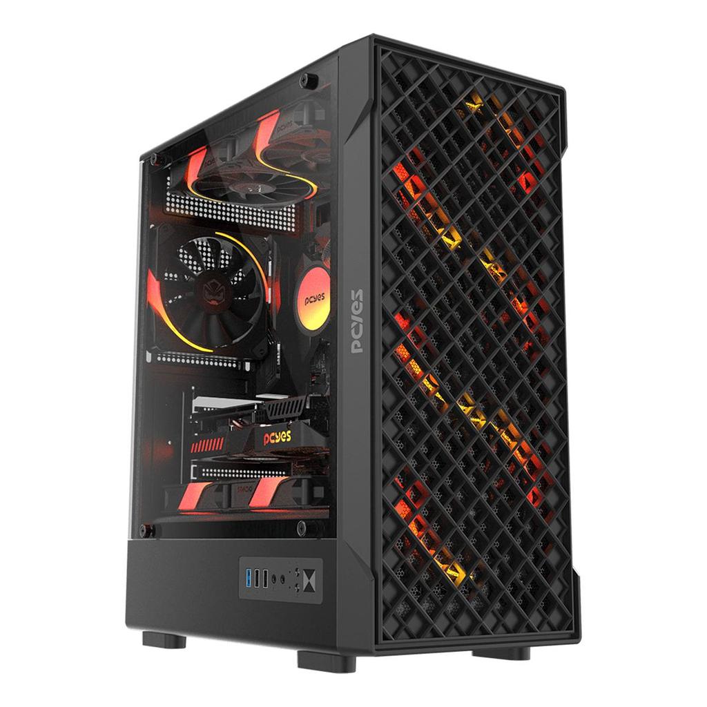 Gabinete Gamer Mid Tower com Vidro Lateral Preto Pcyes Velyr Black Vulcan - Gvlybv