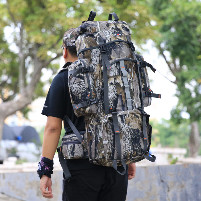 Ao ar livre biônico camuflagem saco 80L montanhismo mochila grande capacidade marcha mochila acampamento tático à prova