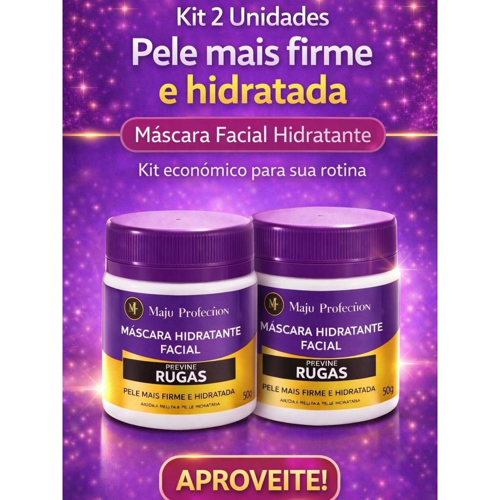 Kit 2 Anti Rugas Máscaras Faciais Hidratantes 50g Rotina de Cuidado e Pele Mais Macia Maju Cosmeticos