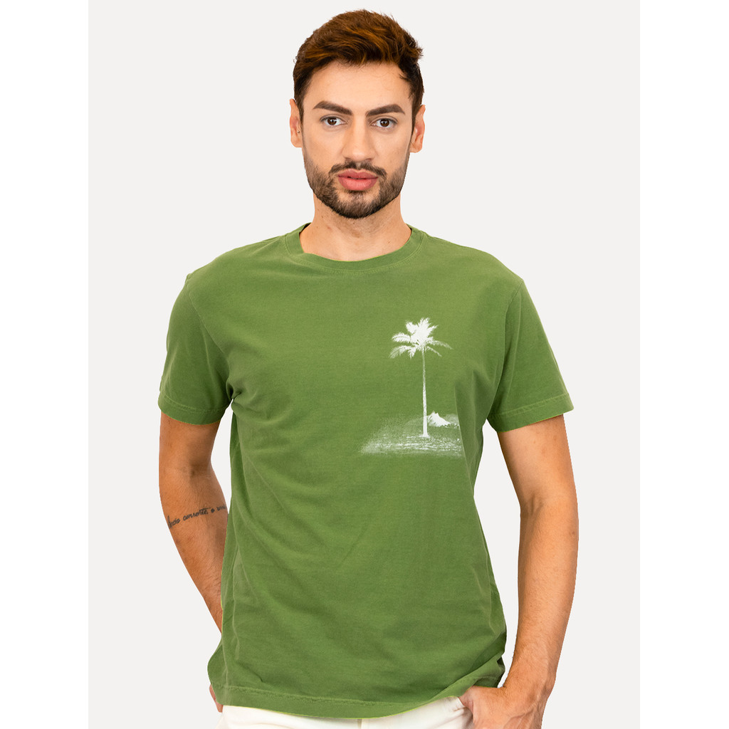 Camiseta Osklen Original Masculina Regular Stone Rio Postcard Verde