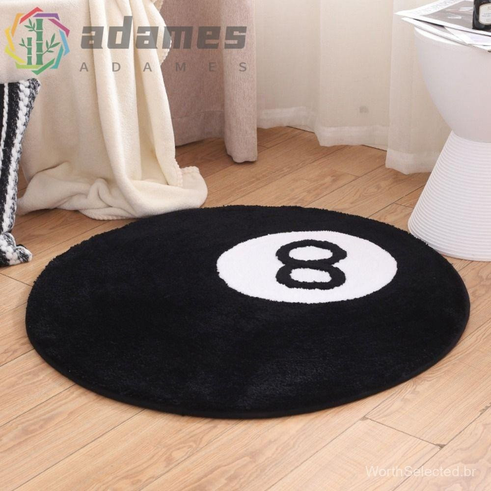 Tapete De Bola 8 , Pelúcia Macia , Redondo Antiderrapante Preto Hoom Decor