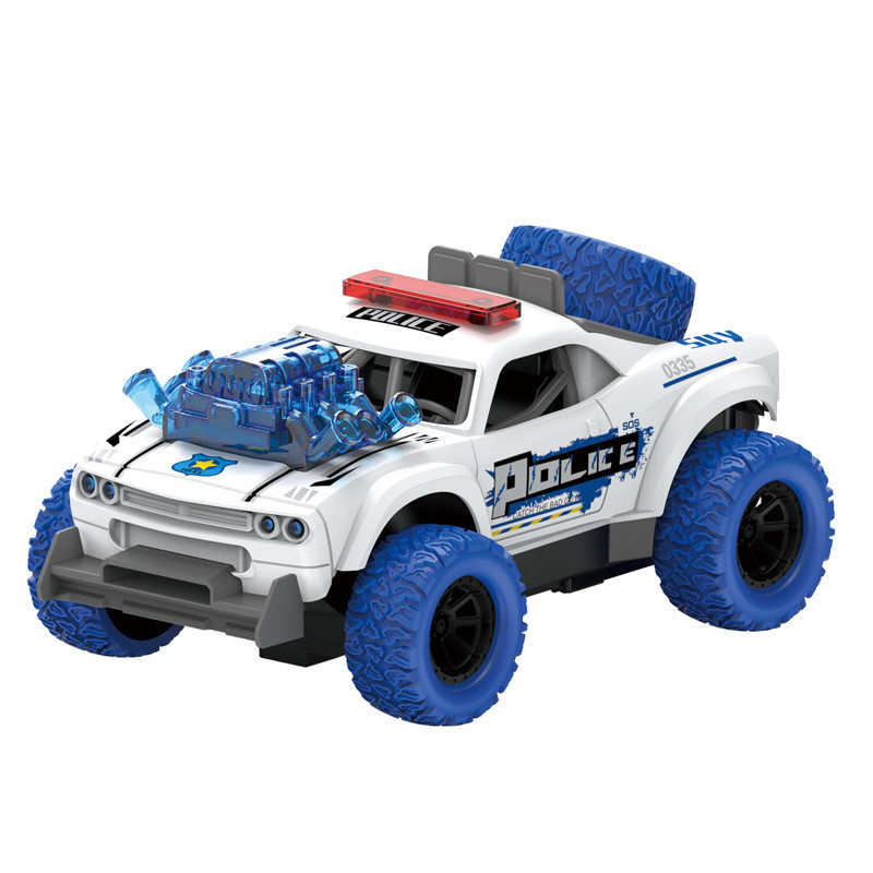 < Estoque pronto > Simulação de modelo de carro de polícia com som inercial Light Swat Pickup Truck Stunt Police Car Toy